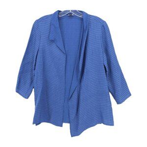 POETRY Blue Open Front Top Asymmetric Textured Silk Hemp NWOT Size US 2